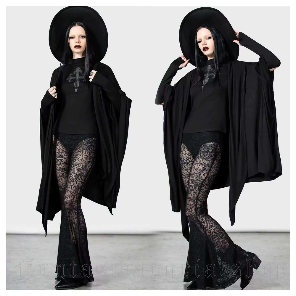 Killstar Vixie Flares Black Spiderweb Lace High Waisted Gothic Pants KSRA007010S